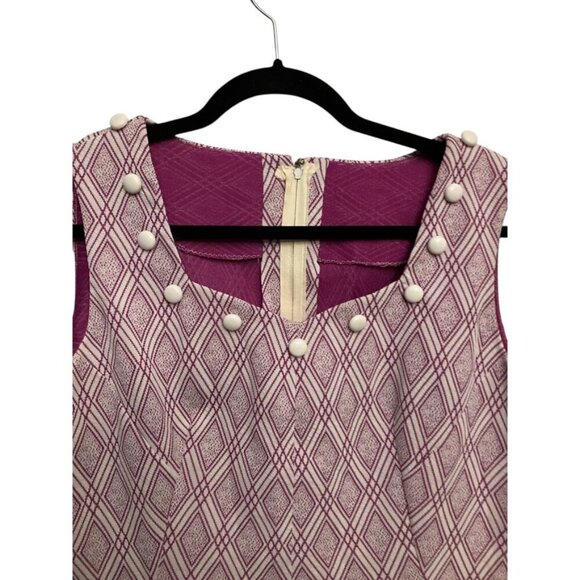 Vintage Magenta Dress with Buttons - Picture 2 of 7